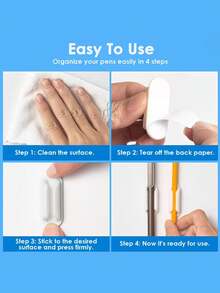 1pc Silicone Self-Adhesive Pen Holder, Can Be Used To Organize Markers On Desk, Notebook, Wall Or Clipboard, Reusable, Suitable For Teachers, Applicable For Classroom, Office And School - Multicolor - View 3