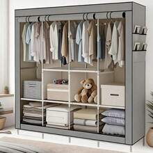 Foldable Wardrobe Closet For Organizing Clothes With Zipper - 165x45x165 灰色 - 查看 1