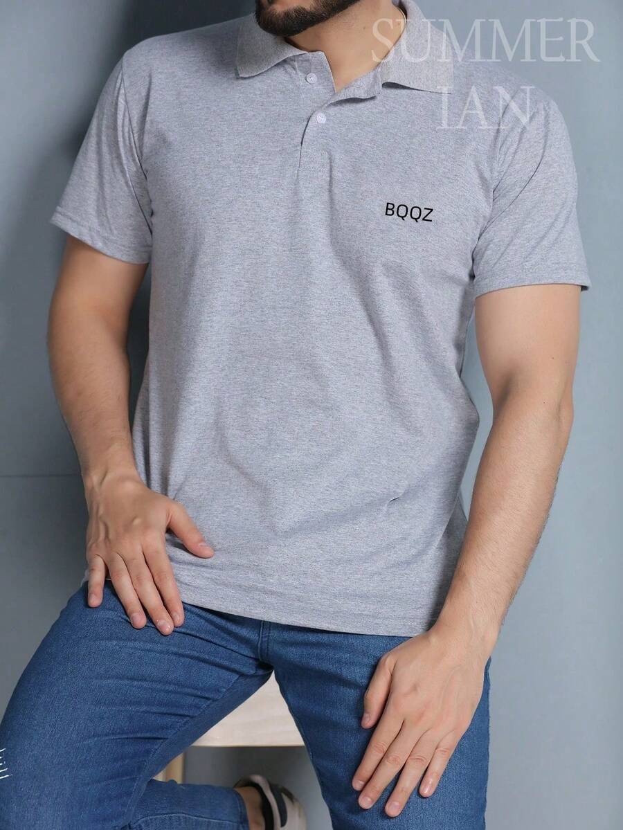 BOOS Men's Short Sleeve Polo Shirt - Light Gray - View 1
