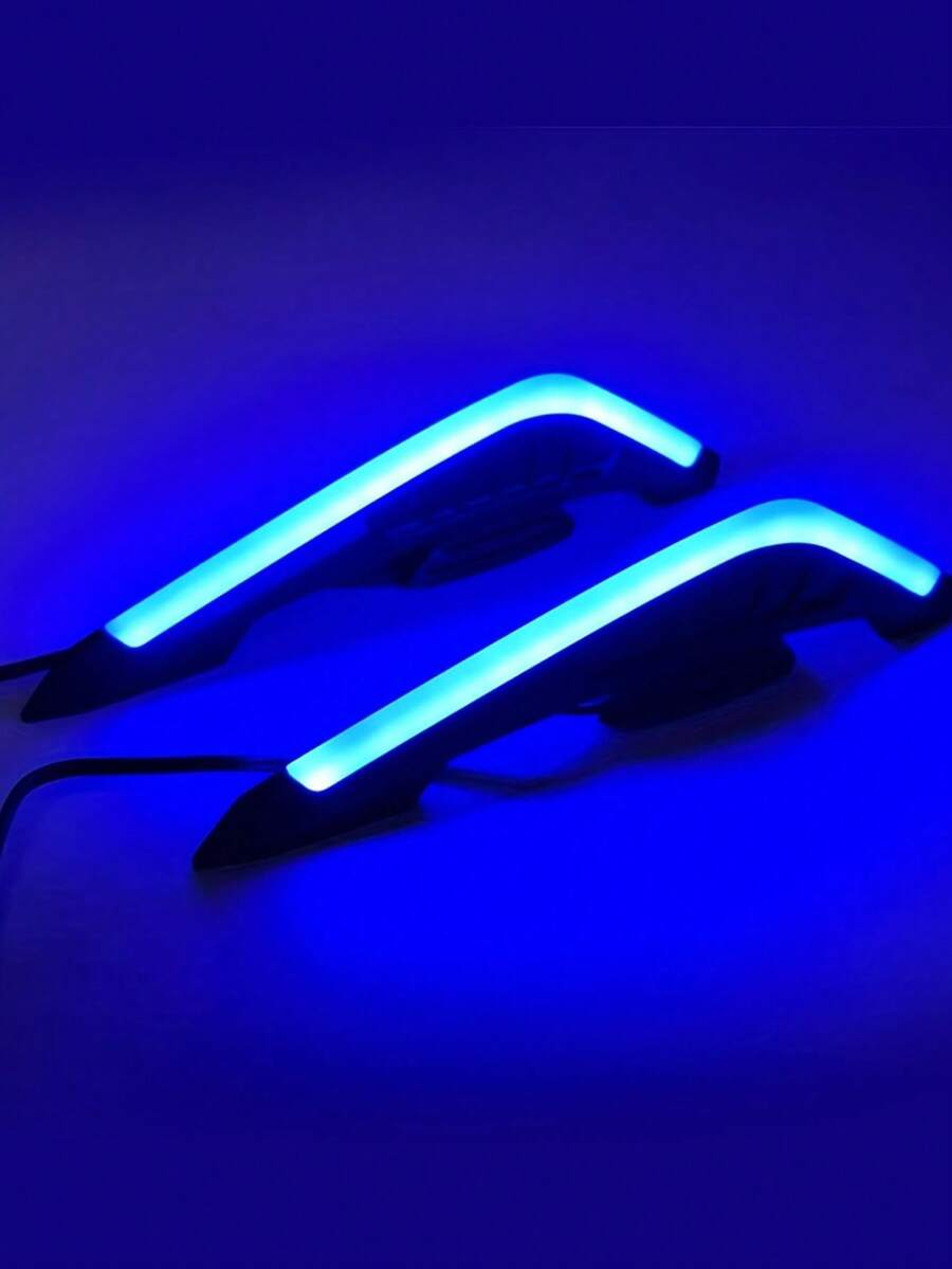 GLANBERT 2pcs Motorcycle Sport Bike Front Wing 12V LED Light Modification Accessories, Equipped With Lightweight Wind Blade Electric Vehicle, Suitable For Cruiser And Electric Bike Universal Aerodynamic Windproof Upgrade Kit, Fashion Design
