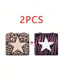 Millennium Y2K Series Foldable Lightweight Ultra-Thin Portable PU Leather Small Mirror, Suitable For All People And Multiple Occasions, Classic INS Style With Unique Leopard Print, Star, Lip Print, And Bow Design, Exquisite And Delicate, Convenient To Hold, 180° Flip Cover, Multi-Functional, Daily, Holiday, Birthday, Valentine's Day, Mother's Day, Partner Gift, Easy To Place And Store, Suitable For Various Occasions - Multicolor - View 24