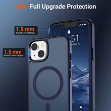 半透明磨砂磁吸手機殼，適用於 iPhone 13 14 15，防摔防刮硬殼，適用於 iPhone 16 Pro Max 17 Pro Max 16e 17e 12 11 - 藍色 - 查看 3