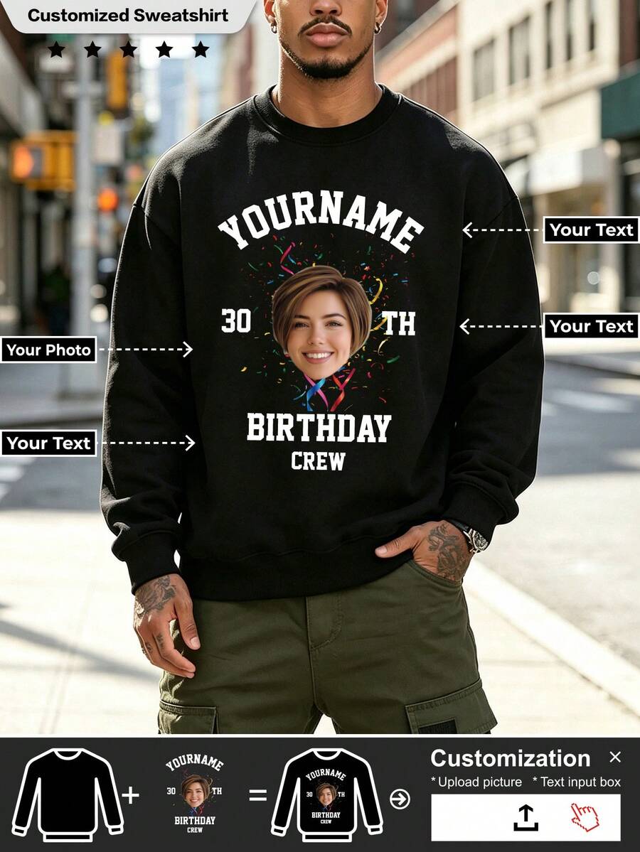 Custom Thick Hoodie, Print Your Photo, Can Be Given To Anyone You Want, Winter Essential Item. - Black - View 1