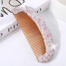 1 pièce Peigne de massage incrusté de strass brillant, brosse à cheveux en bois naturel, essentiel de voyage et de vacances, soin des cheveux, outil de coiffure, brosse à cheveux portable, massage du cuir chevelu Gua Sha, fournitures scolaires, cadeau pour le témoin de mariage - Multicolore - Voir 13