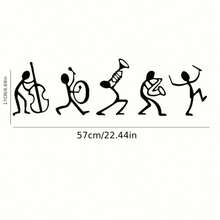 Creative Black Stick Figure Abstract Music Note Wall Sticker Bedroom Living Room Band Silhouette Decal - D - View 3