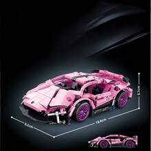 1pc Supercar, Pink, Green, Black, White-Purple, Purple To Choose From, High-Tech Supercar, 1200+Pcs Building Blocks, 1:14 Scale Car, Assembled Length Approximately 14 Inches, ABS Material, Adult Gift Car Building Block Model, Adult Building Block Collection Toy - Multicolor - View 12