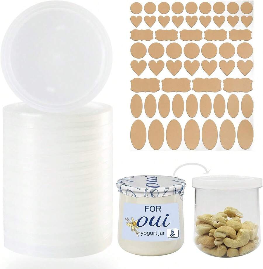 Yogurt Jar Lids For Oui - 12 Pack Lids For Oui, Yogurt Container Lids Clear Plastic - ColorA - View 1