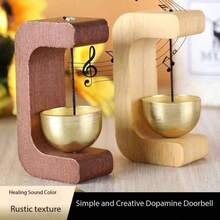 1pc/2pcs Feng Shui Wealth & Fortune Doorbell, Dopamine Wind Chime, Magnetic Doorbell, Walnut Wood Doorbell, Chinese Style Copper Bell, Suitable For Home And Commercial Entrances - Model B - View 3