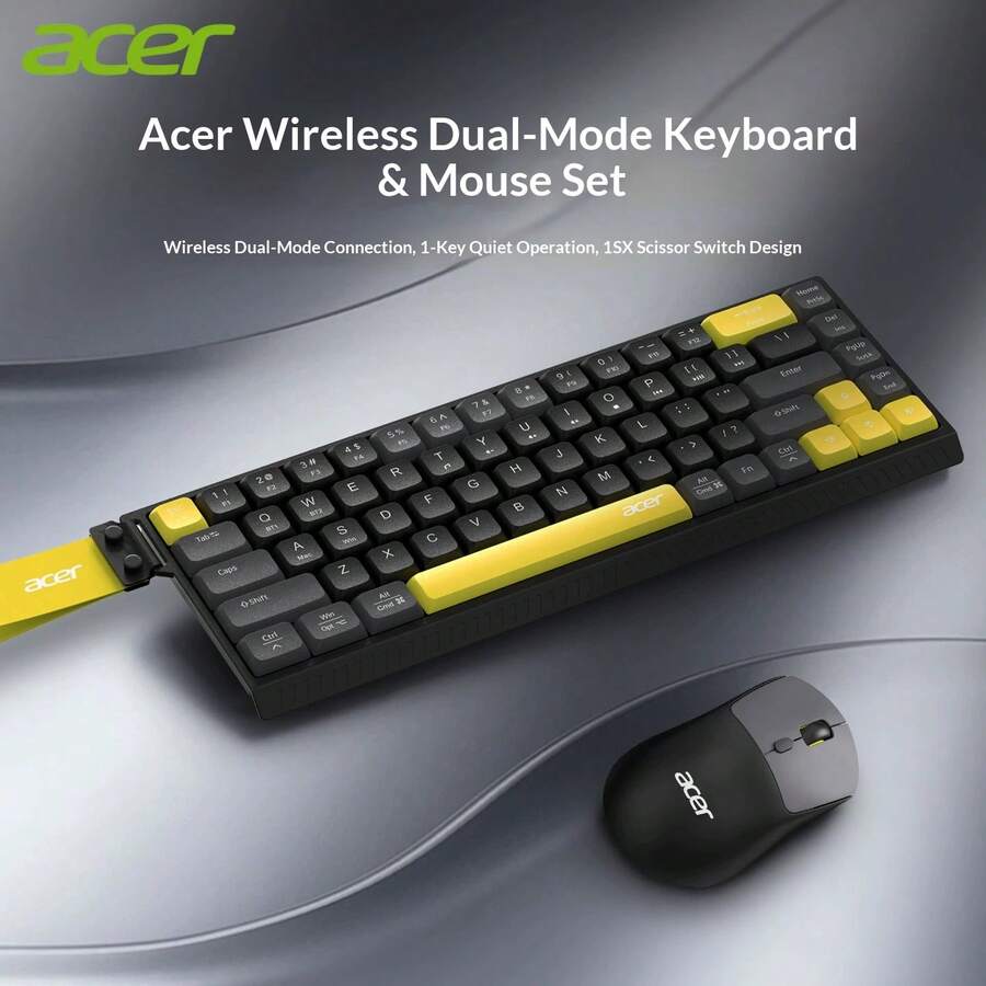 Acer Wireless Dual-Mode Keyboard And Mouse Combo, Scissor-Switch Silent Rechargeable Bluetooth Office Keyboard And Mouse Set - View 1