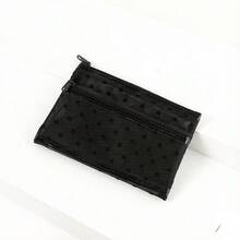 3件組旅行盥洗用品收納包,大/中/小多尺寸,黑色植絨愛心網格,透明透氣布料,分層收納 / 宿舍桌面收納 / 週末度假全套化妝收納,女性禮物,女孩必備護膚收納組 - 黑色 - 查看 9