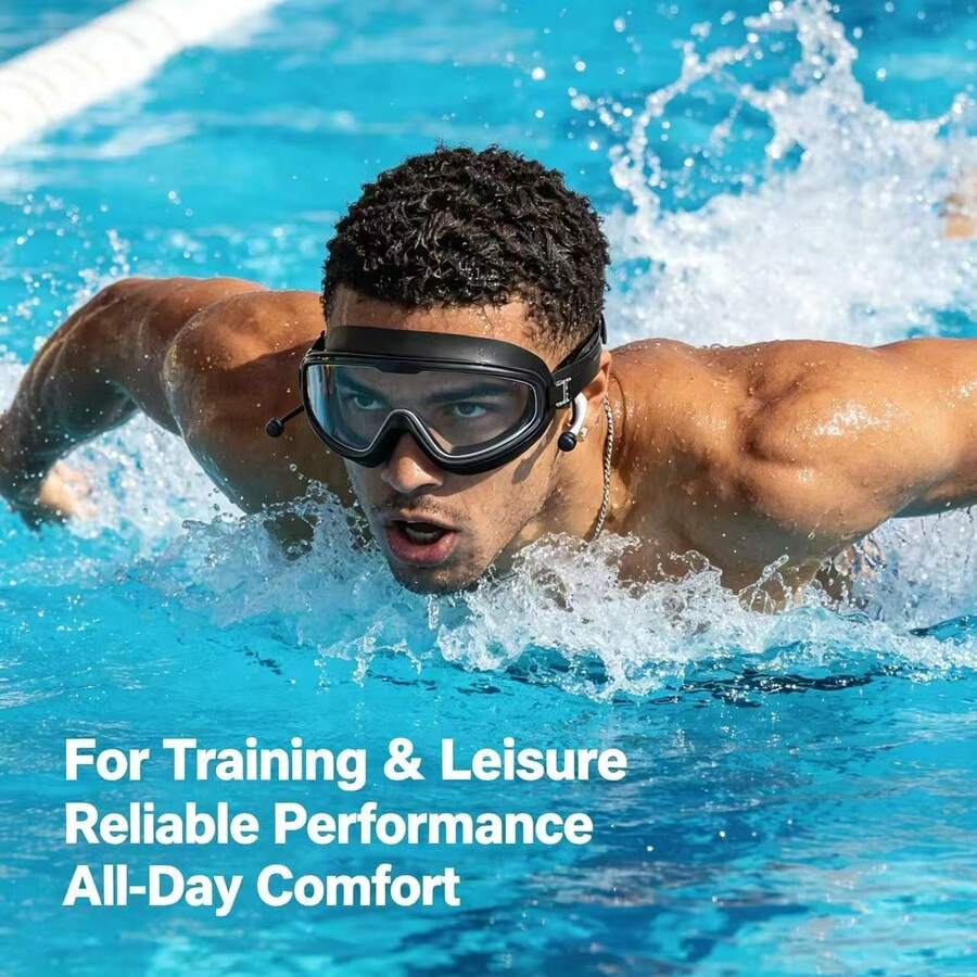 Adult Swimming Goggles With Earplugs, Anti-Fog Wide View Transparent Lenses, Soft Silicone Waterproof Swim Goggles, Quick-Adjust Headband, Suitable For Pool, Open Water And Beach Swimming - Multicolor - View 1