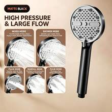 5-Mode Handheld Shower Head Set With 1.5m Hose, Adhesive Bracket And Sealing Tape, Black Bathroom Shower Set - Shower Head - View 6