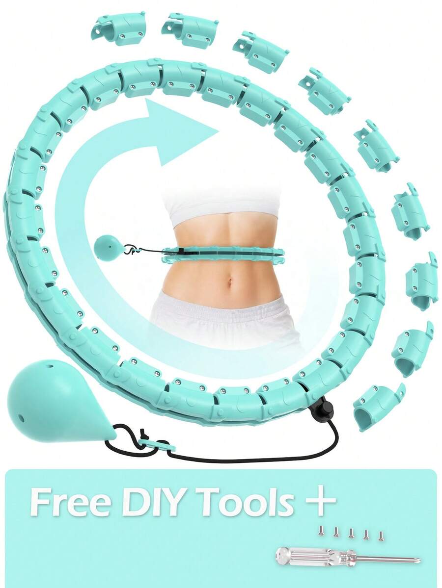 JLoibao Weighted Circle untuk Dewasa, Alat Penurunan Berat Badan, Ukuran Plus 47 Inci/120cm, 24 Mata Rantai yang Dapat Dilepas & Bola Kosong DIY, Latihan yang Cocok untuk Wanita dan Pemula - Cadet Blue - View 1