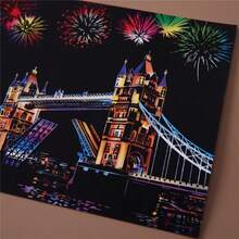 12 Pcs Scratch Postcard, World Famous City Night Scene Scratch Drawing For Teens & Adults, Includes 12 Pre-Printed Cityscape Designs & 12 Scratching Pen, Stress Relief & Screen-Free Activity, Perfect Unique Gift For Men, Women, Christmas, Birthday - 12-piece Scratch Paper Set - View 9