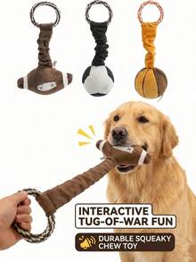 PETSIN 1pc Pet Sound Toy, Cute Football/Basketball/Rugby Design To Attract Pet's Attention, Built-In BB Sound Generator, Biting Triggers Sound To Stimulate Pet's Playing Interest, Elastic Stretch Design Suitable For Interactive Play - Multicolor - View 2