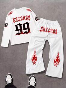 Striville SU ER Men's Summer Round Neck Casual Long Sleeve T-Shirt And Casual Pants Set - View 3