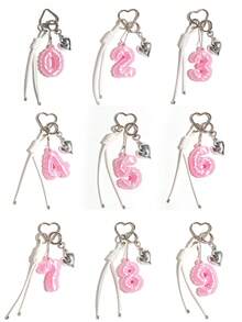 MIYIN 3D Printer Number Bag Charms(0-9),Cute Bubble Letter Pendant For Handbags With Key Ring & Heart Decoration,Unisex,Bag Charms Accessories For Backpack - Pink - View 7