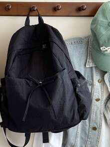 Lightweight Minimalist Large Capacity Backpack - Black - View 3