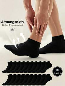 1/5/10/20 Pairs Unisex Black & White Boat Socks/Short Socks, Couple Socks, Breathable Casual Boat Socks, Versatile For Daily Wear, Suitable For All Seasons - Black and White - View 7