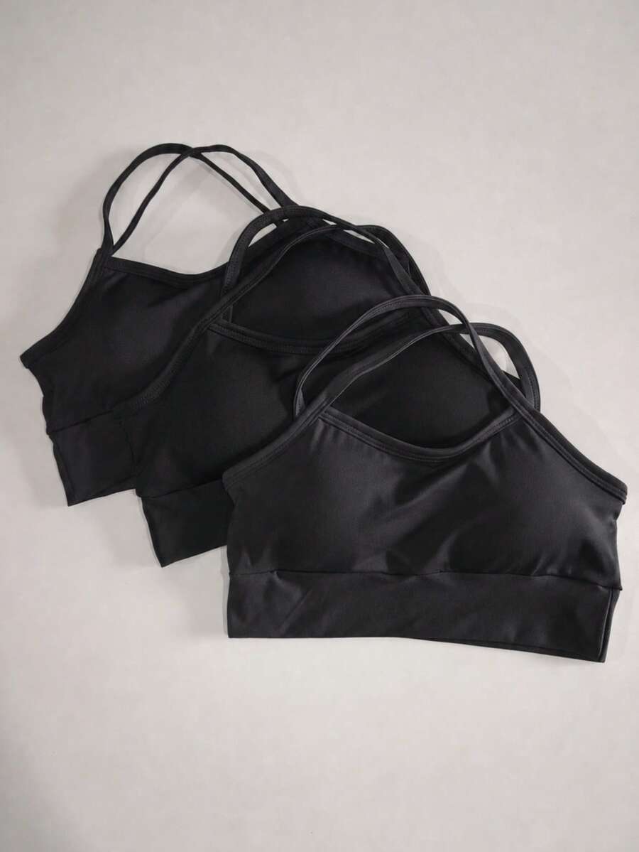 KIT 3 Cropped Tops With Straps In X Zero Transparency Tops With Removable Pads Ref. 890 - Black - View 1