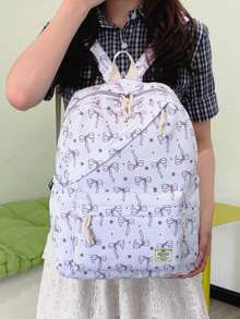 3-Piece Back To School Backpack Set - Bow Pattern Large Capacity Backpack + Lunch Bag + Pencil Case Multi-Pack, With Laptop Compartment, Durable Nylon Backpack, With Adjustable Shoulder Straps And Spacious Multi-Pockets - Lightweight Portable Zipper Bag, Suitable For Students/Teenagers/Graduates, Perfect For Outdoor/Travel/Middle School/High School/College, Essential College Backpack - 2319 - View 18