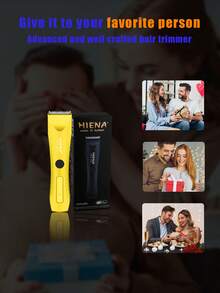 HIENA Alat Cukur Rambut Portabel Kuning, Alat Cukur Mini untuk Memotong dan Mengukir Kepala dengan Minyak, Pemangkas Kecil Isi Ulang dengan Sisir/Sikat - View 7