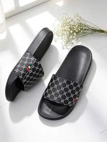 1 Pair Vintage Plaid Pattern Slip-On Slides, Soft Sole, Bouncy, Suitable For Indoor, Outdoor, Beach And Other Scenarios, Couple Style, Adjustable Hook And Loop - Black - View 11