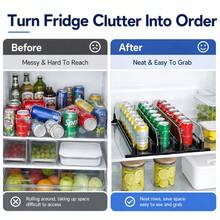 Dispenser de Latas de Bebidas para Geladeira, Organizador Automático de Bebidas com Rolagem para Geladeira, Suporte de Armazenamento de Latas de Refrigerante com Divisórias Ajustáveis, Suporte de Organização de Cozinha para Cerveja, Cola, Bebidas e Garrafas - Multicolorido - Visão 5