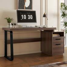Modern Desk 135x54cm, MDF Tabletop, Metal Legs - 棕色 - 查看 1