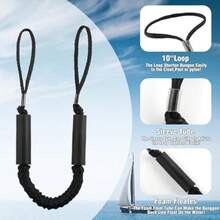 4 Feet Bungee Dock Line Adjustable Mooring Rope With Snubber Shock Absorbing Jet Ski Accessorie Marine Grade Mooring Tie Downs For Boats PWC Kayak Watercraft SeaDoo Pontoon 2Pack - Black - View 6