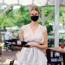 1件女款純白色荷葉邊腰圍圍裙，附2個口袋，復古風廚師制服，適用於餐廳、咖啡廳烹飪，萬聖節與聖誕節女僕 Cosplay - 彩色 - 查看 9