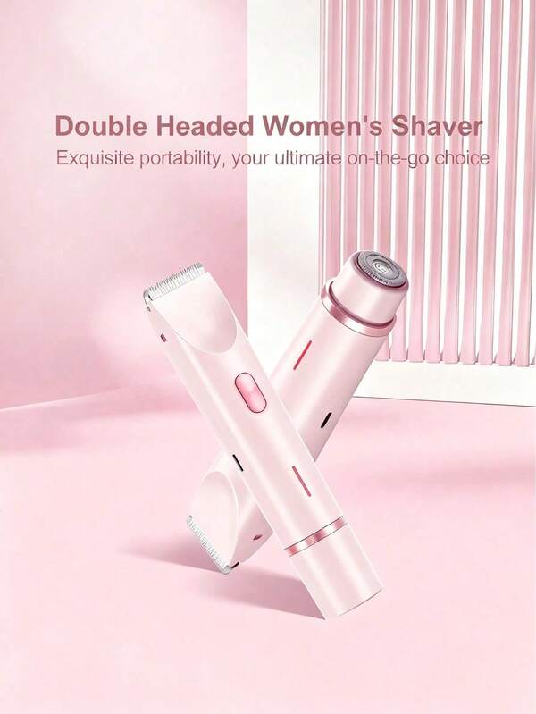 2-In-1 Dual Head Electric Shaver For Women, Soft Touch, Waterproof Design, Wet & Dry Use, Travel Essential, USB Rechargeable, Portable, Suitable For Bikini Line, Underarms, Legs And Body Hair Removal