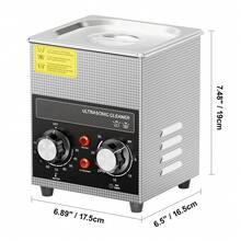 Limpiador ultrasónico de 2 l con calentador, temporizador y cesta, máquina de cavitación sónica digital profesional, 60 W, para relojes, gafas, monedas, piezas metálicas y herramientas. - Plateado - Ver 10