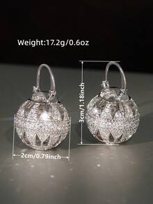 1 Pair Elegant Cubic Zirconia Earrings For Women, Wedding Engagement Party Jewelry, Valentine's Day Gift - Silver - View 6