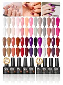 Peacecolor 30PCS Gel Nail Polish Set 26 Colors White Gray Red With 4 Base Top Coats Glossy Matte Shimmer Soak Off For Spring Summer Vacation Gift For Women - 多色03 - 查看 1