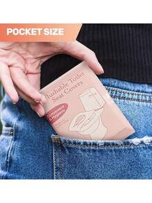 100 piezas Cubiertas desechables portátiles para asiento de inodoro, cubiertas de papel para inodoro de viaje solubles en agua, almohadillas para baño de hotel - Rosa - Ver 4