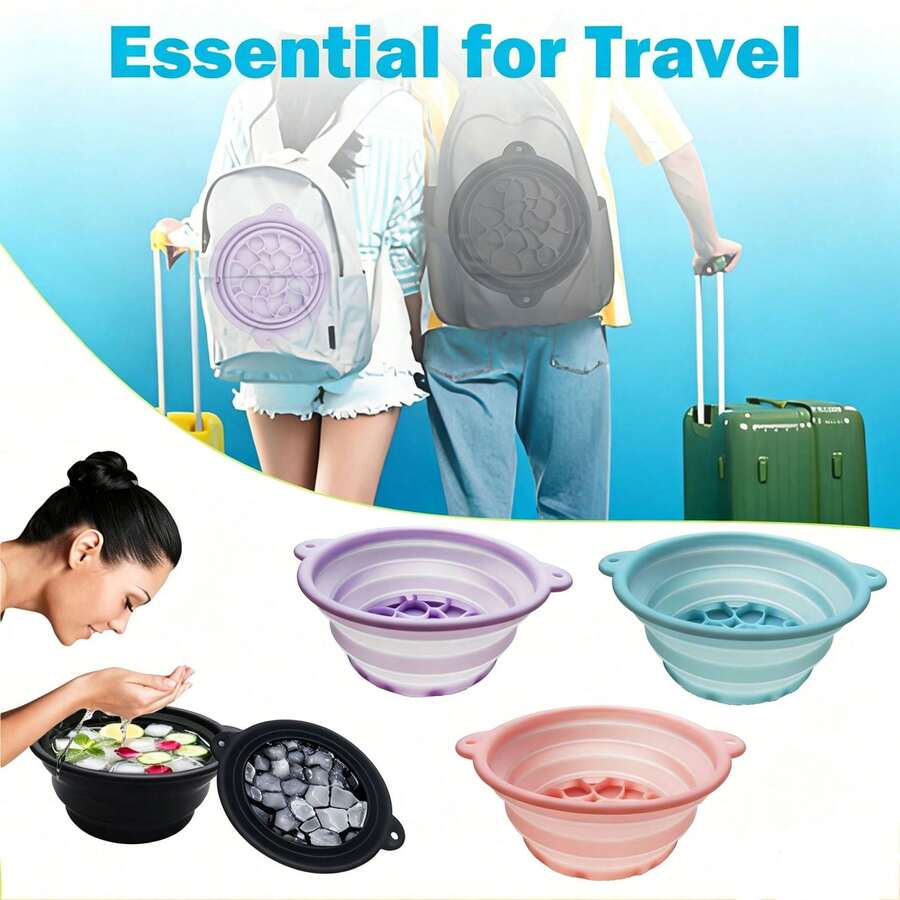 New Silicone Foldable Ice Facial Basin With Built-In Ice Slot, Silicone Ice Bath Bowl For Cold Soak Ice Therapy Face Soaking - Multicolor - View 1