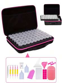 Pink Style Diamond Painting Storage Container, 60/120 Slot Diamond Painting Shockproof Jar, 48 Pieces Embroidery Accessories, 5D Diamond Art Tools, Suitable For Handmade Cross Stitch Embroidery Rhinestone Storage Box - A - View 10