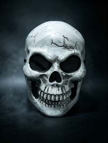 1pc Halloween Scary Full Face Mask, Horror Cosplay Ghost House Escape Room Skull Head Costume Prop - View 1