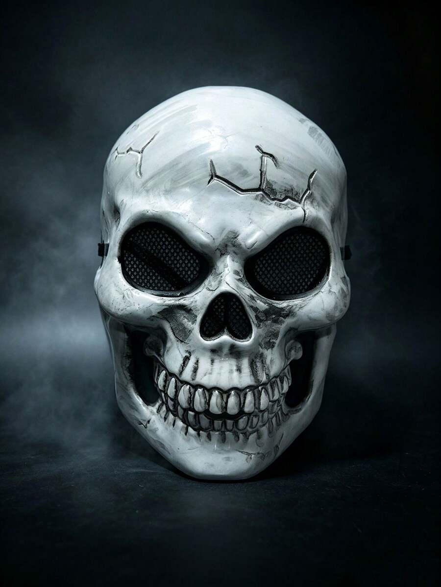 1pc Halloween Scary Full Face Mask, Horror Cosplay Ghost House Escape Room Skull Head Costume Prop - View 1
