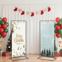 Vincidern 1Pc Black Wedding Welcome Sign Stand, 68.9inch Adjustable Heavy Duty Easel Stand For Sign With 6Pcs Satin Ribbon And 4Pcs Leather Sign Hanging Straps, Welcome To Our Wedding Sign Holder,Halloween Decorations - 黑色金屬廣告架 - 查看 8