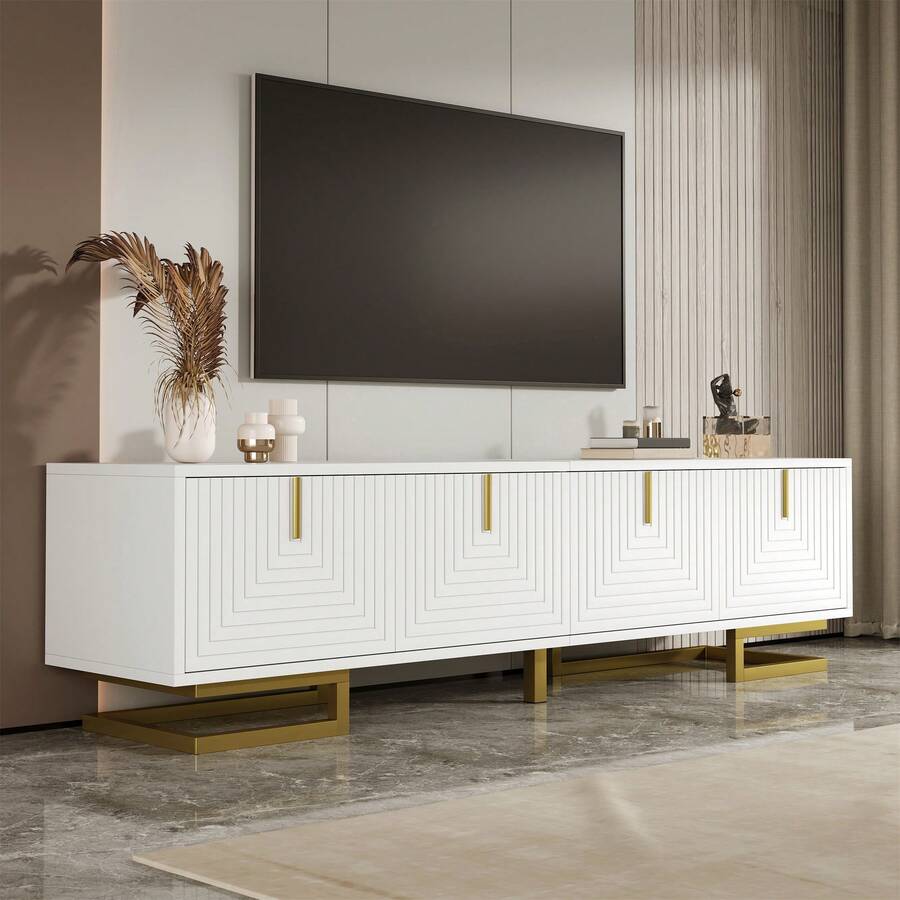 TV Stand With Drawers - Black - 白色 - 查看 1