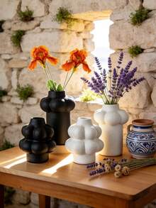 1 pieza Jarrón de cerámica mate con forma de nube, soporte para flores, múltiples colores, estilo minimalista moderno, decoración de escritorio, adecuado para boda, fiesta, hogar, oficina, Halloween, decoración navideña - florero - Ver 5