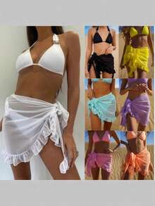 Custom Name Ruffle Bride/Bridesmaid Salon Apron, Personalized Bride Cover-Up Skirt, Custom Beach Apron, Summer Beach Outfit - Multicolor - View 3
