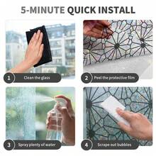 Static Cling Geometric Floral Window Film 28*100cm/43x100cm Minimal Line Pattern Rainbow Prism Privacy Glass Sticker Waterproof Decor For Bathroom Kitchen Cabinet - 1PC - View 8