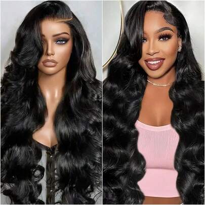 Smilegirl 30 Inch Natural Human Hair Wig, Natural Color, 13x6, With Lace Front, Wavy Effect, 200% Density, Thick And Voluminous Appearance, Easy To Wear For Beginners, 13x4 Lace Wig, Realistic And Natural Appearance.