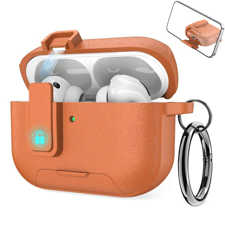 Wireless Earbuds Protective Case Snap Button Magnetic Lock Lid Built-In Phone Stand Compatible With Apple Earbuds Gen 1 2 3 4 Pro Pro2 Pro3 TPU Shockproof Anti-Scratch Full Wrap Shell Universal Size 1pc For Men Women Teens Birthday Holiday Gift Summer Beach Travel Accessory - Multicolor - View 1