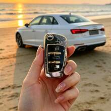 1 Stück Stück Autoschlüsselhülle - moderner Muster, geeignet für Audi A3 8P, A6 C6, Q3 8U, A1 8X, Q7 4L, TT 8J, R8 42. Fortschrittliche Soft-Touch-Oberfläche, blockiert kein Signal, Unisex. - Audi 3-Tasten-Modell CA - Übersicht 8