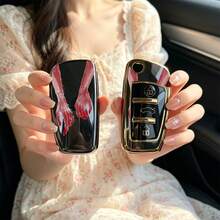 1pc Car Key Case-Edgy Print,Suitable For Audi A3 8P, A6 C6, Q3 8U, A1 8X, Q7 4L, TT 8J, R8 42.Advanced Soft-Touch, Does Not Block Signal, Unisex. - Audi 3 Button Model CA - View 4