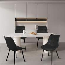 Two Dining Chairs – Velvet Dining Chairs – Ergonomic – 12-Piece Backrest + 12-Piece Seat – Non-Slip And Stable – Easy Assembly - Black - View 3
